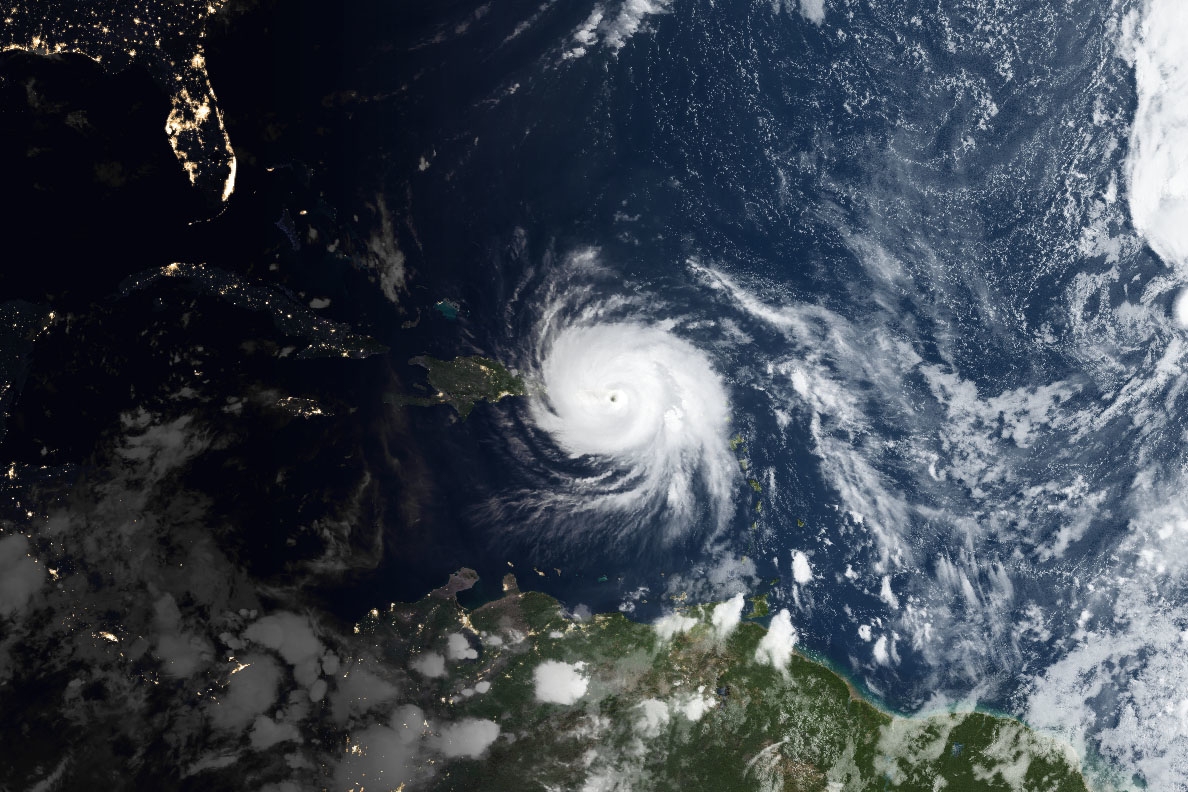 Satelliittikuva hurrikaani Marian saapumisesta Puerto Ricoon